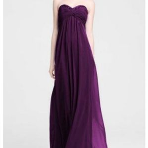 David's Bridal Long Chiffon Purple Dress F14867